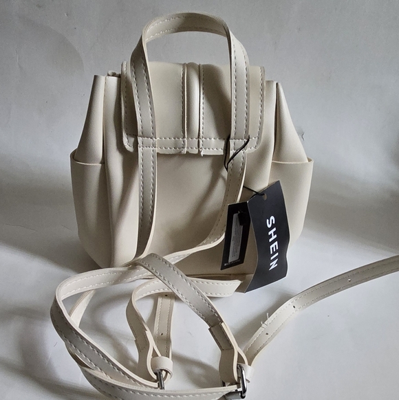 Mini Flap Backpack Drawstring Design Solid Minimalist - Picture 7 of 9